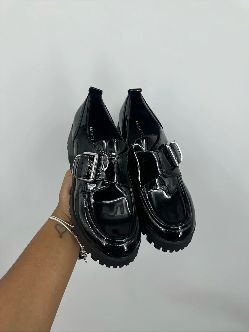 Marc Fisher Black Buckle Loafers Women's Size 6 Goth Grunge Whimsical